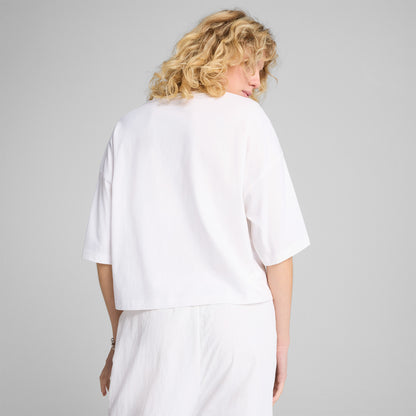 Puma Wardrobe Essentials Oversized Kadın Beyaz T-shirt