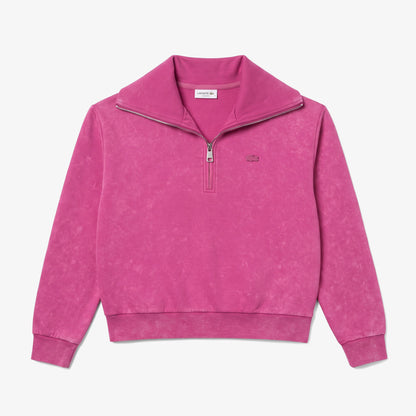 Lacoste Kadın Relaxed Fit Yarım Fermuarlı Pembe Sweatshirt