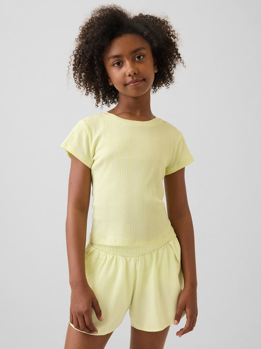 Sarı Variegated Fitilli T-shirt