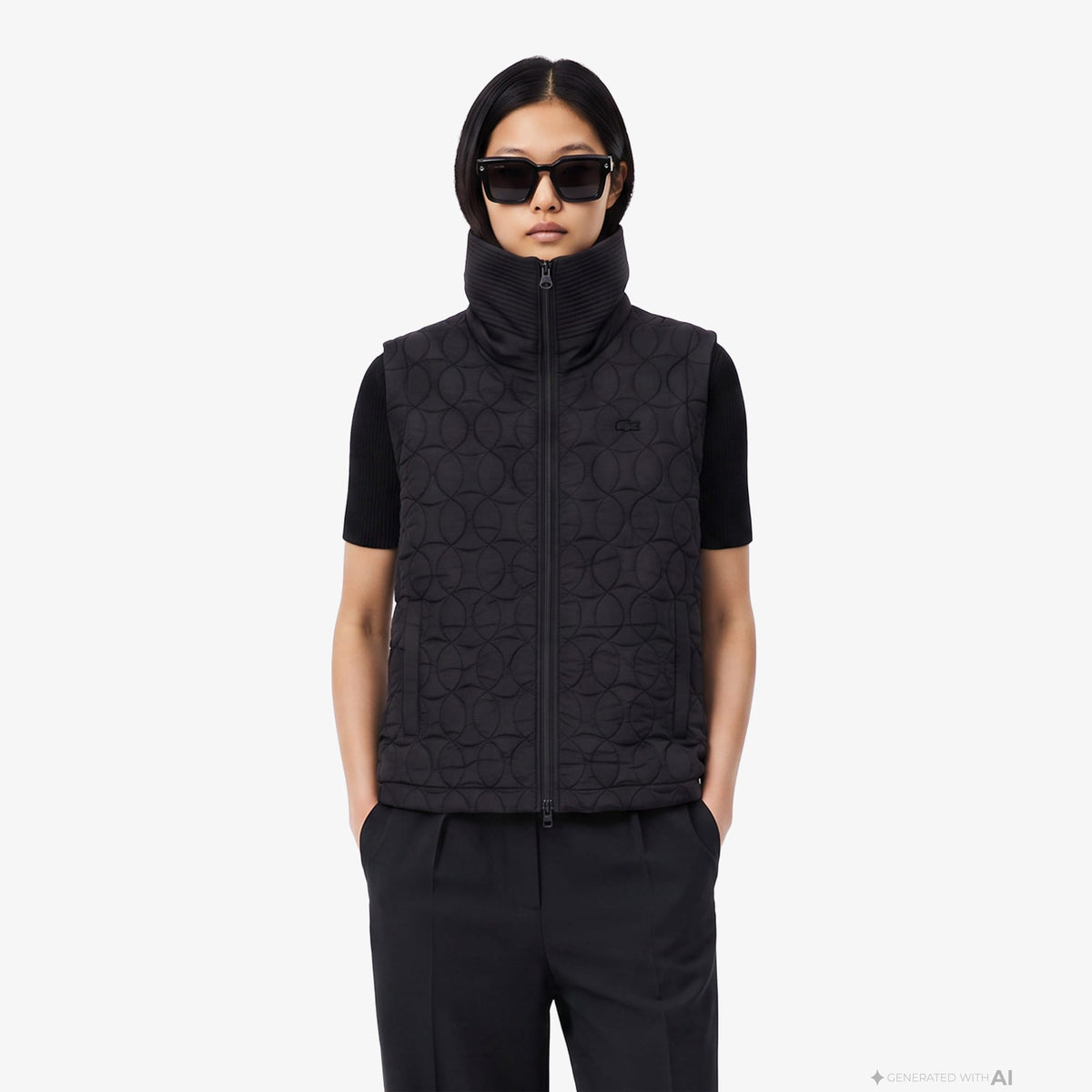 Lacoste Regular Fit Kadın Siyah Yelek