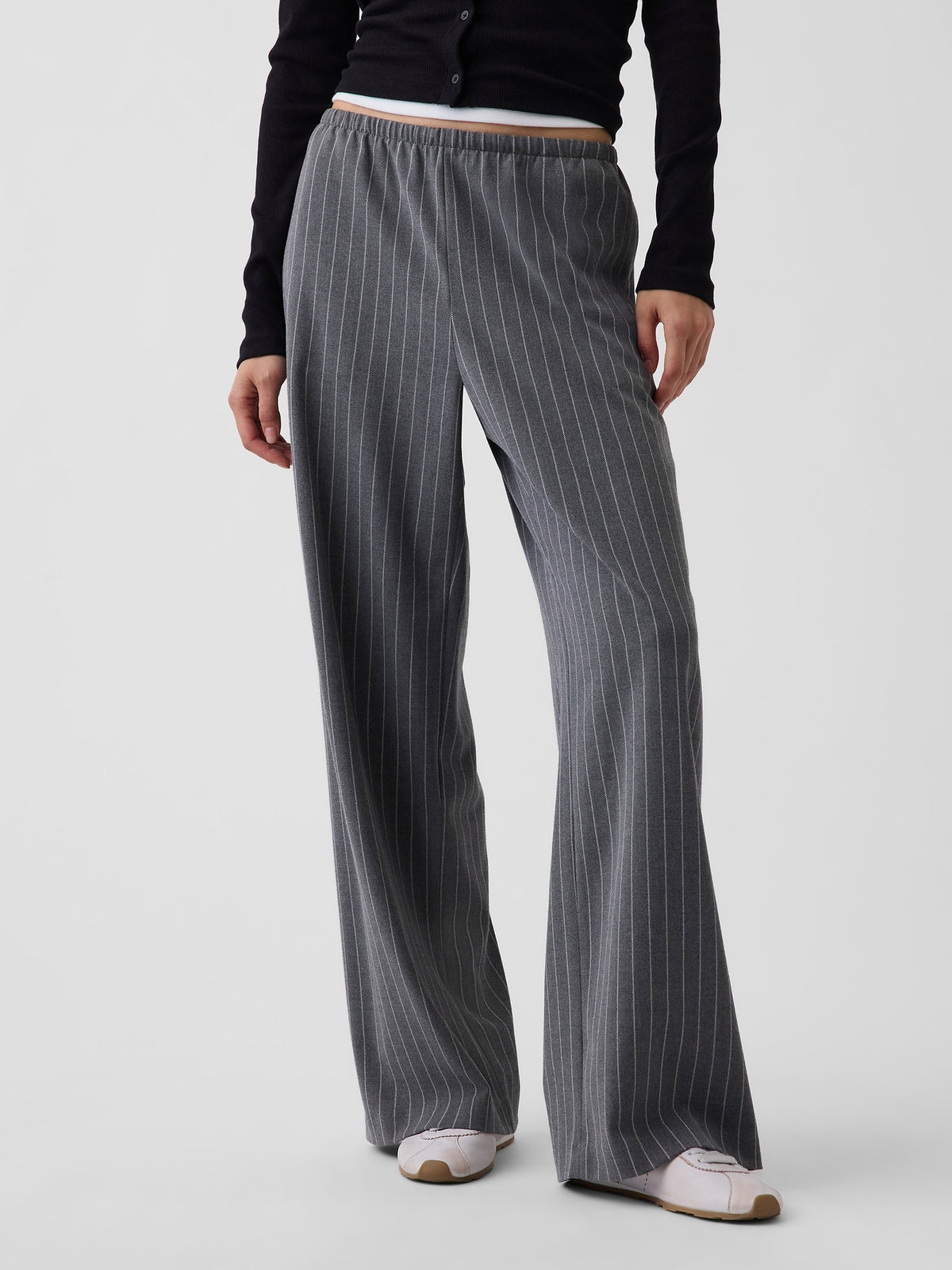 Gri Brushed Twill Easy Wide-leg Pantolon