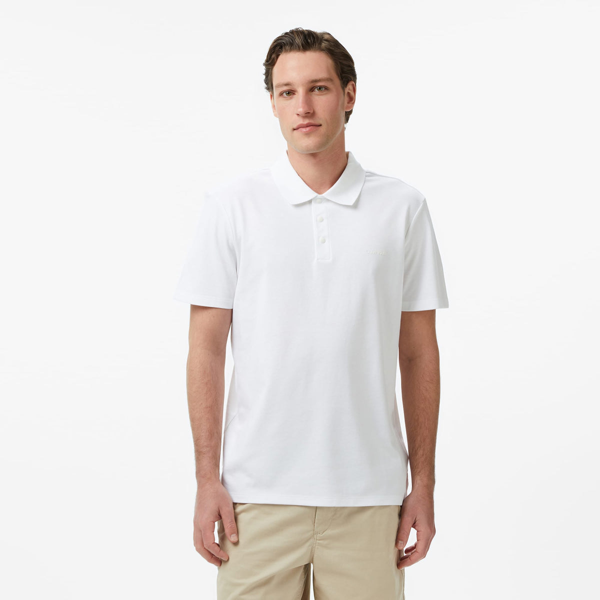 Calvin Klein Tech Interlock Erkek Beyaz Polo
