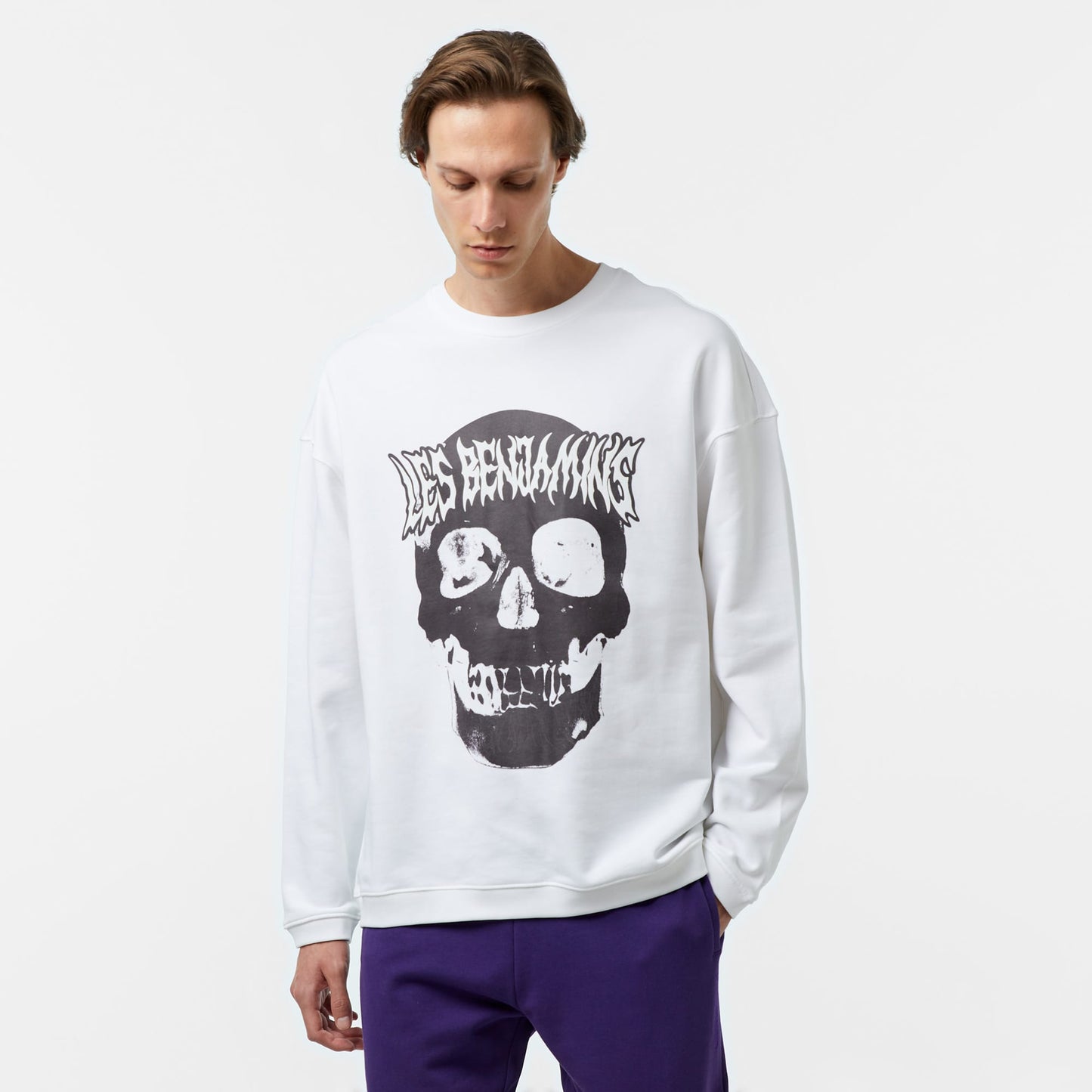 Les Benjamins 705 Unisex Beyaz Sweatshirt