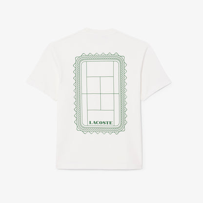 Lacoste Unisex Classic Fit Bisiklet Yaka Baskılı Beyaz T-shirt