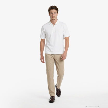 Calvin Klein Cooling Pique Embossed Erkek Beyaz Polo