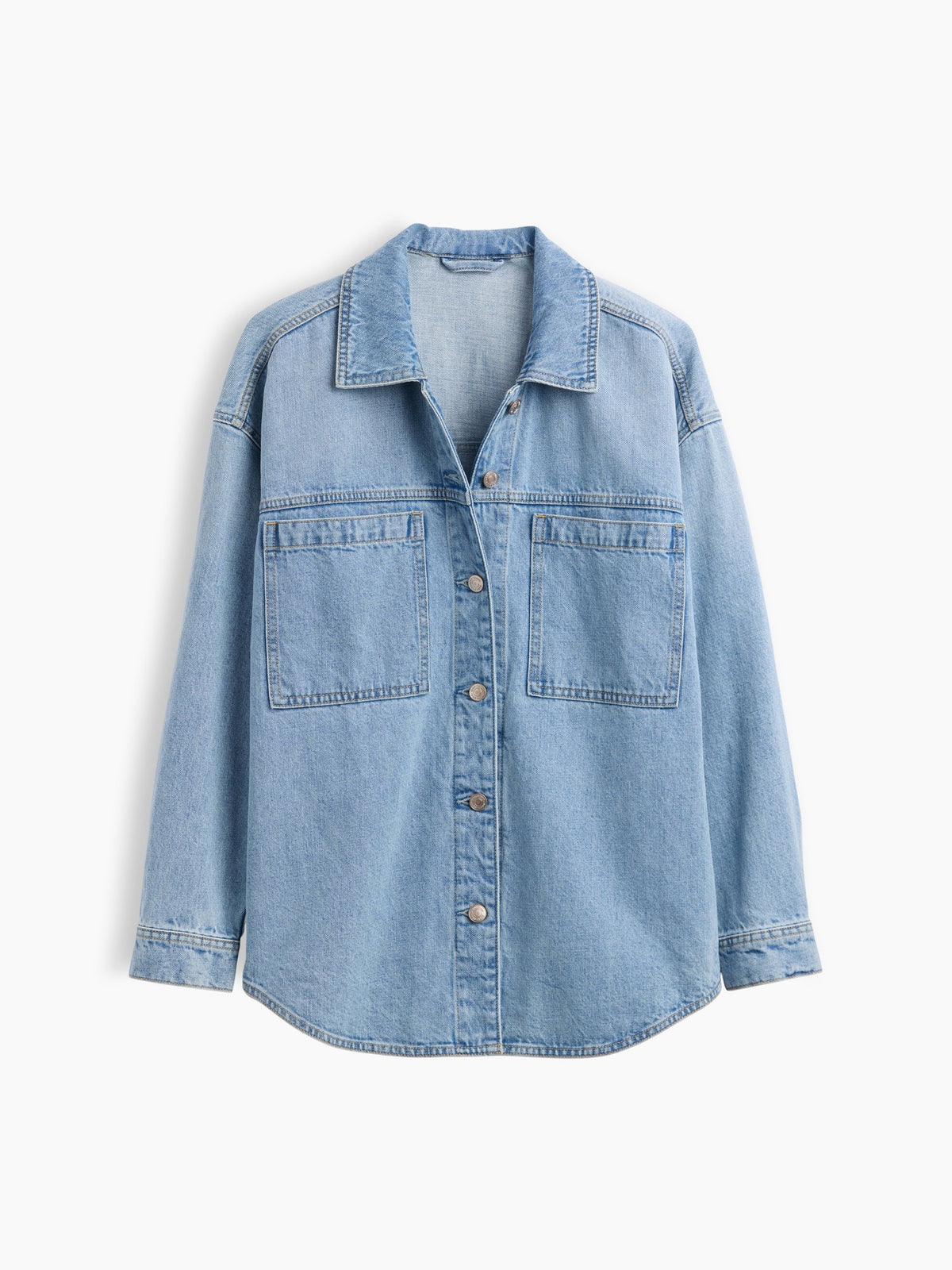Açık Mavi Denim Oversized Gömlek Ceket