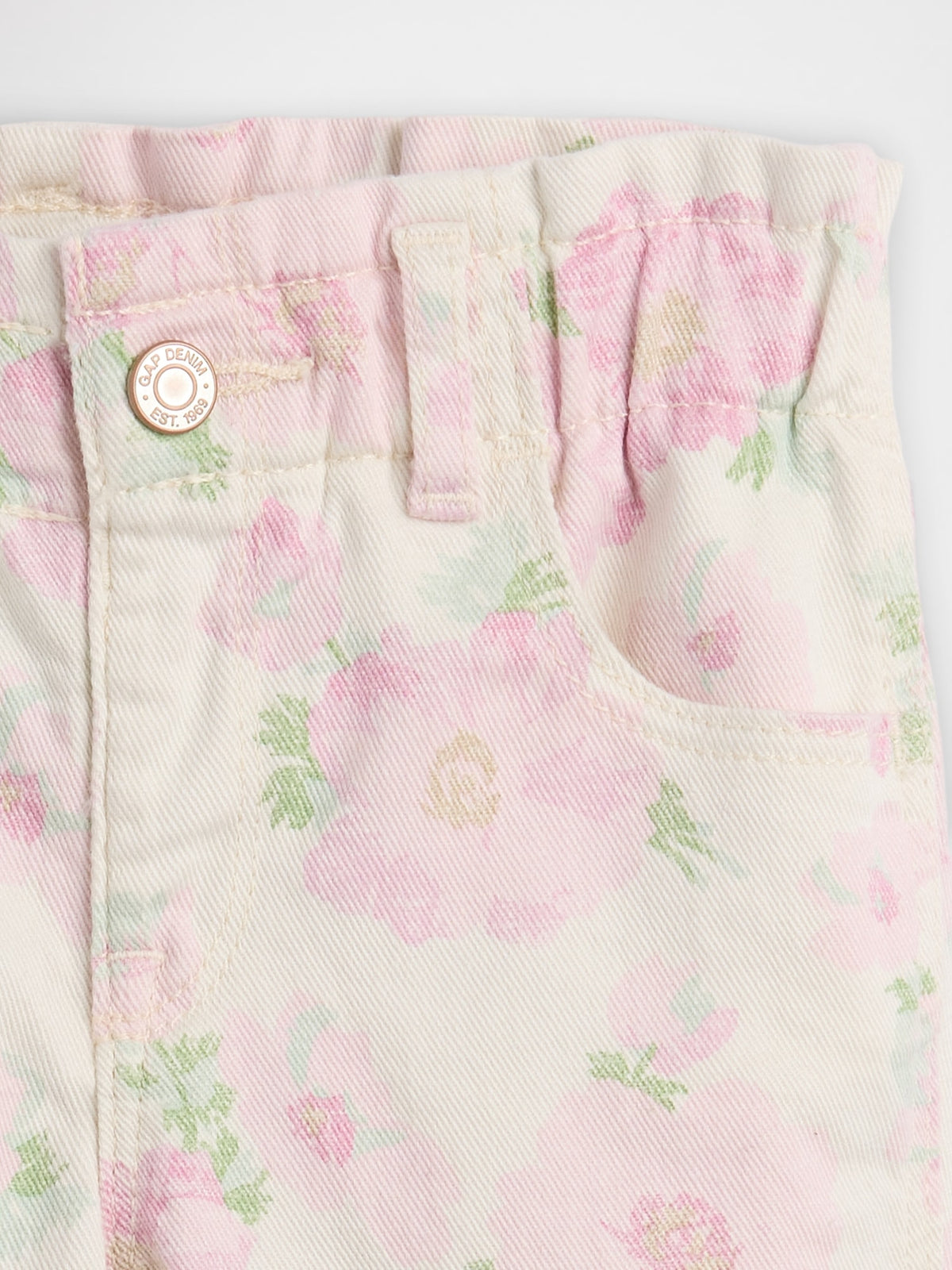Açık Pembe Babygap Baskılı Paperbag Mom Jean Pantolon