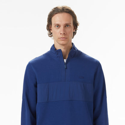 Lacoste Erkek Yarım Fermuarlı Renk Bloklu Lacivert Sweatshirt