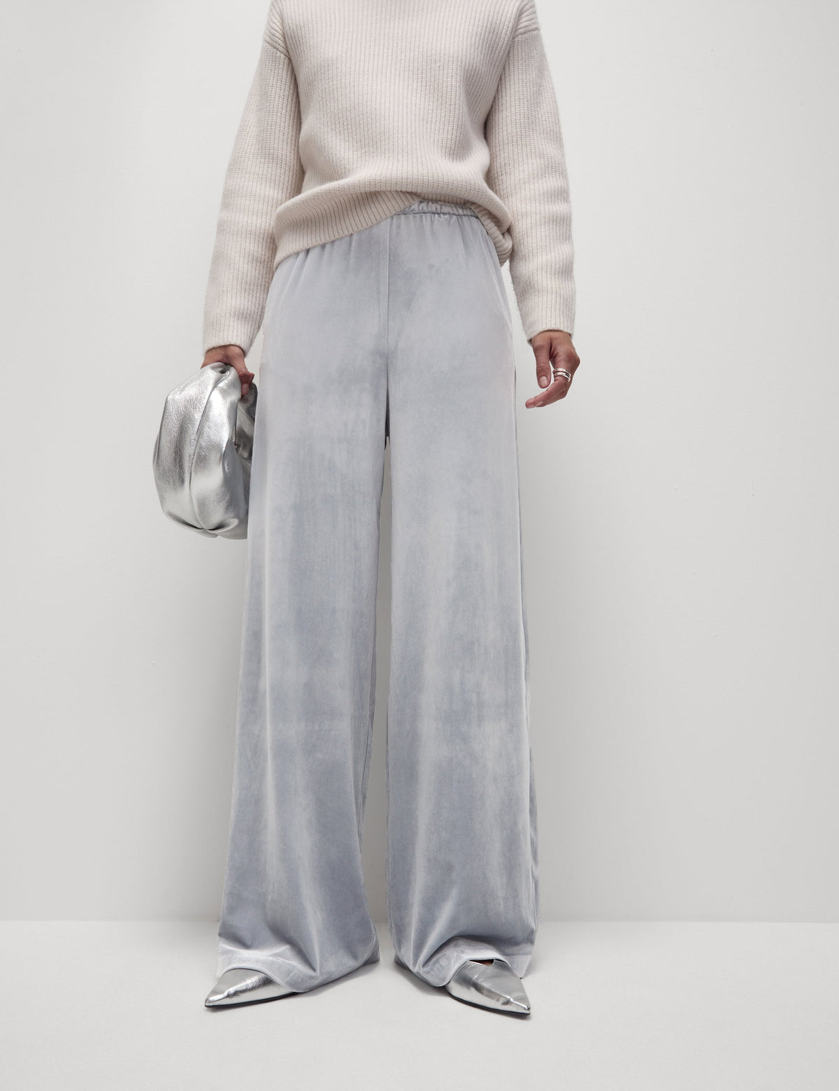 Yüksek Bel Kadife Wide Leg Pantolon