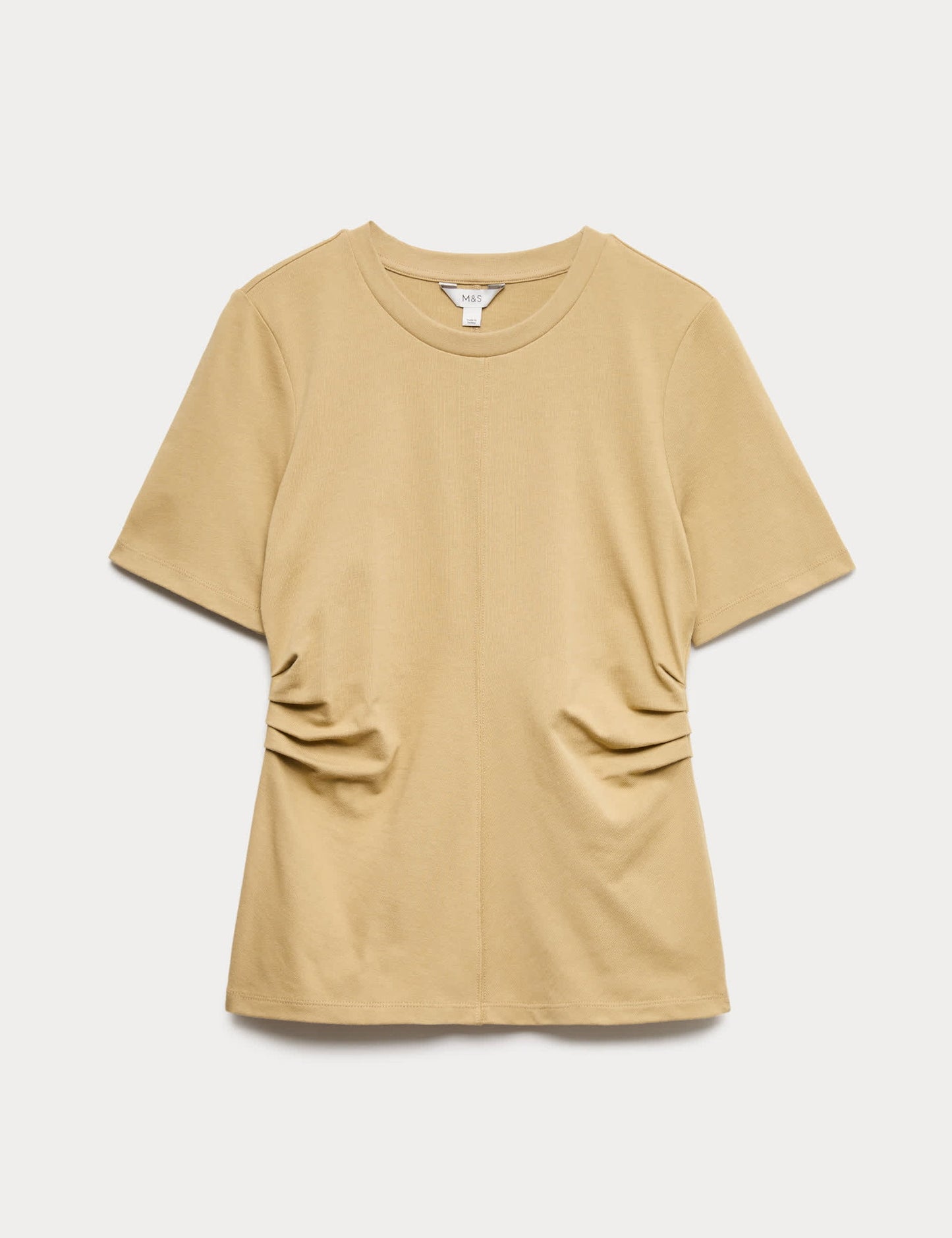 Saf Pamuklu Büzgülü T-shirt