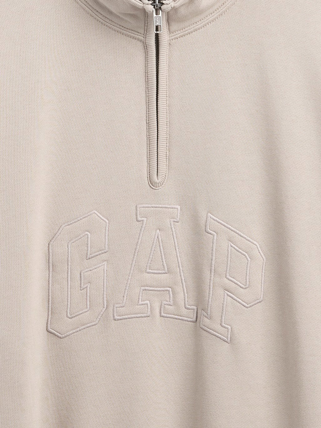 Krem Heavyweight Oversized Logo Yarım Fermuarlı Pullover