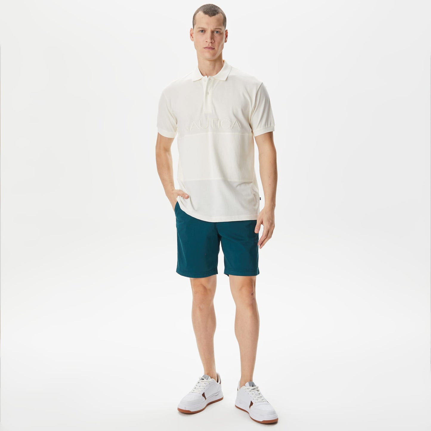 Nautica Erkek Ekru Classic Fit Polo Yaka T-shirt