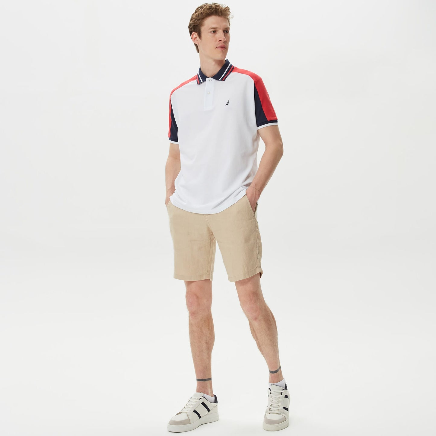 Nautica Erkek Krem Keten Bermuda