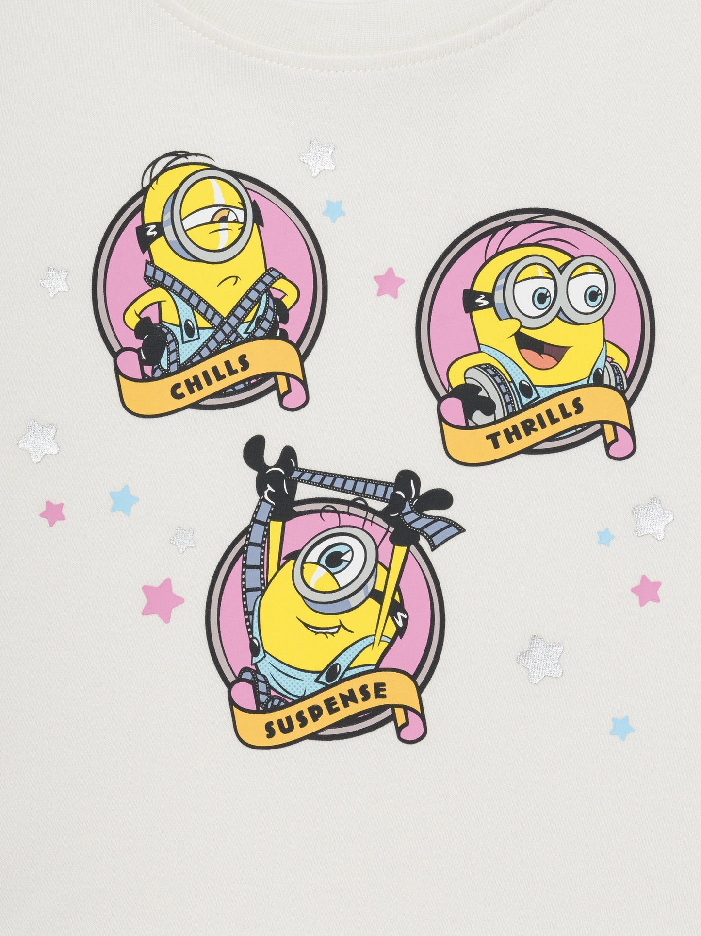 Beyaz Minions Grafik Baskılı T-shirt