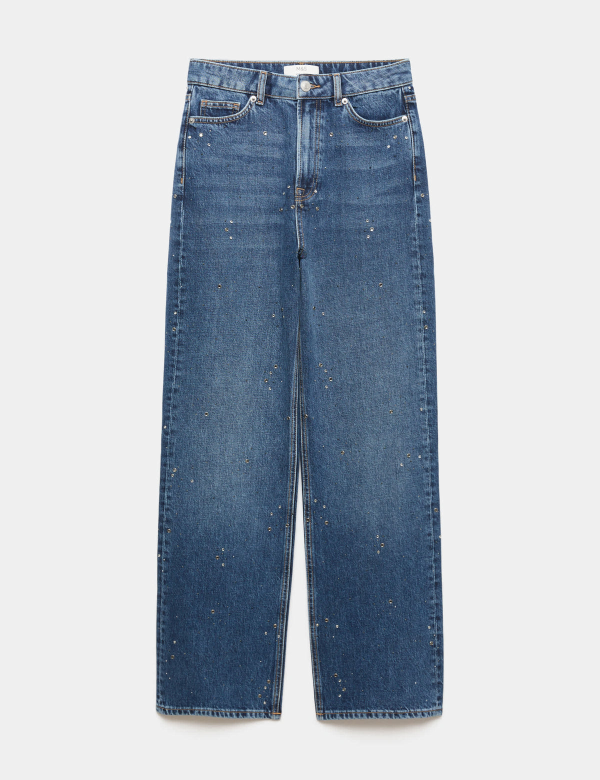 Işleme Detaylı Straight Leg Jean Pantolon