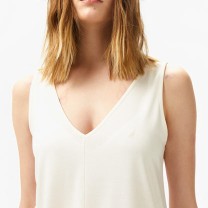 Nautica Kadın Krem Relaxed Fit T-shirt