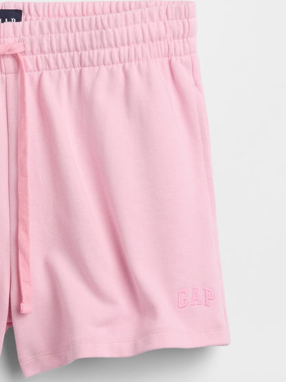 Pembe 3 Fransız Havlu Kumaş Relaxed Logo Sweat Şort