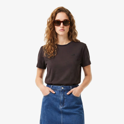 Lacoste Loose Fit V Yaka Kadın Kahverengi T-shirt