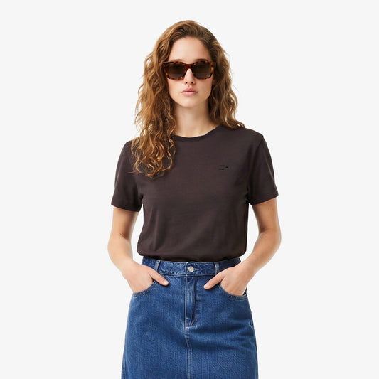 Lacoste Loose Fit V Yaka Kadın Kahverengi T-shirt