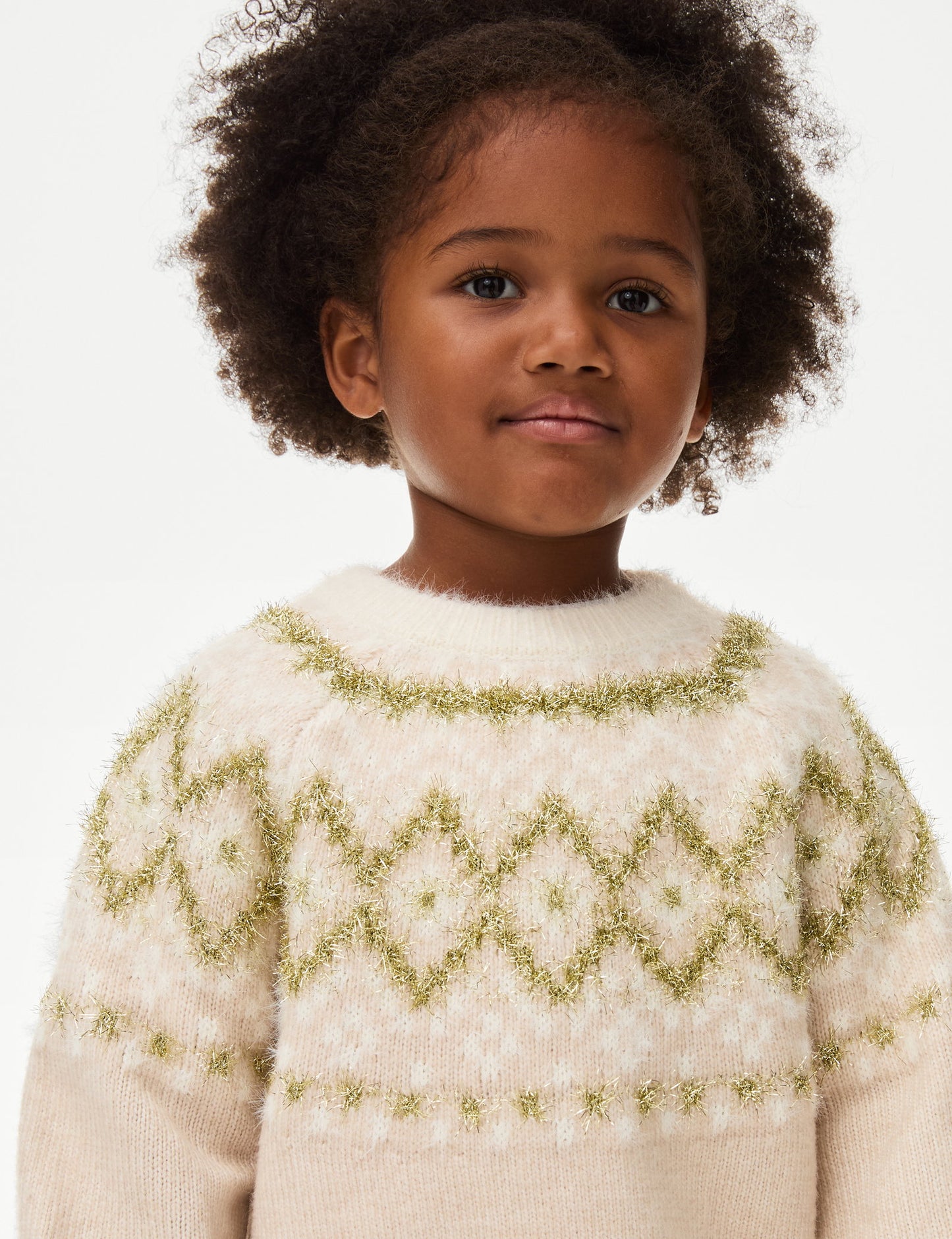 Işıltılı Fair Isle Desenli Kazak (1-8 Yaş)