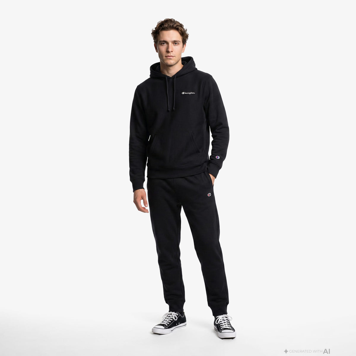 Champion Hooded Erkek Siyah Sweatshirt