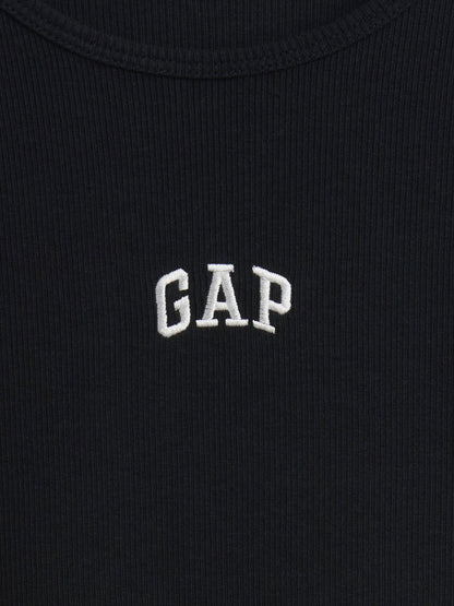Siyah Modern Fitilli Gap Logo T-shirt