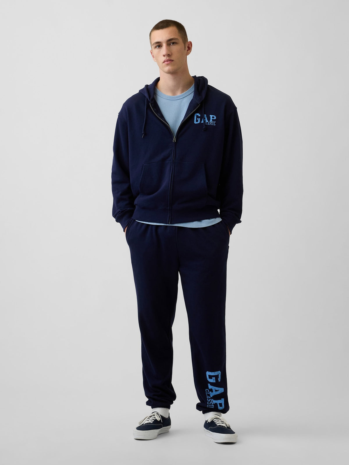 Lacivert Relaxed Gap Logo Fransız Havlu Kumaş Jogger Eşofman Altı