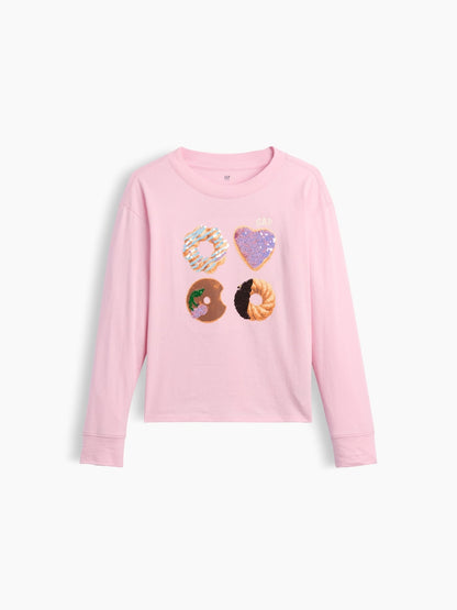 Pembe Oversized Flippy-sequin Grafik T-shirt