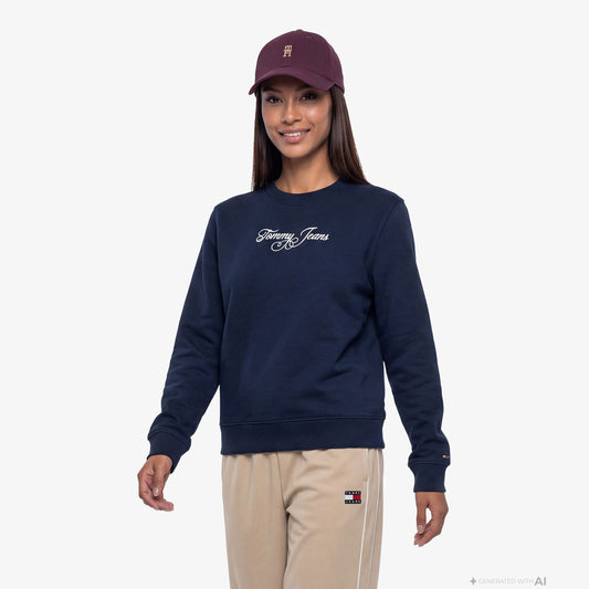 Tommy Hilfiger Essential Logo Kadın Lacivert Sweatshirt