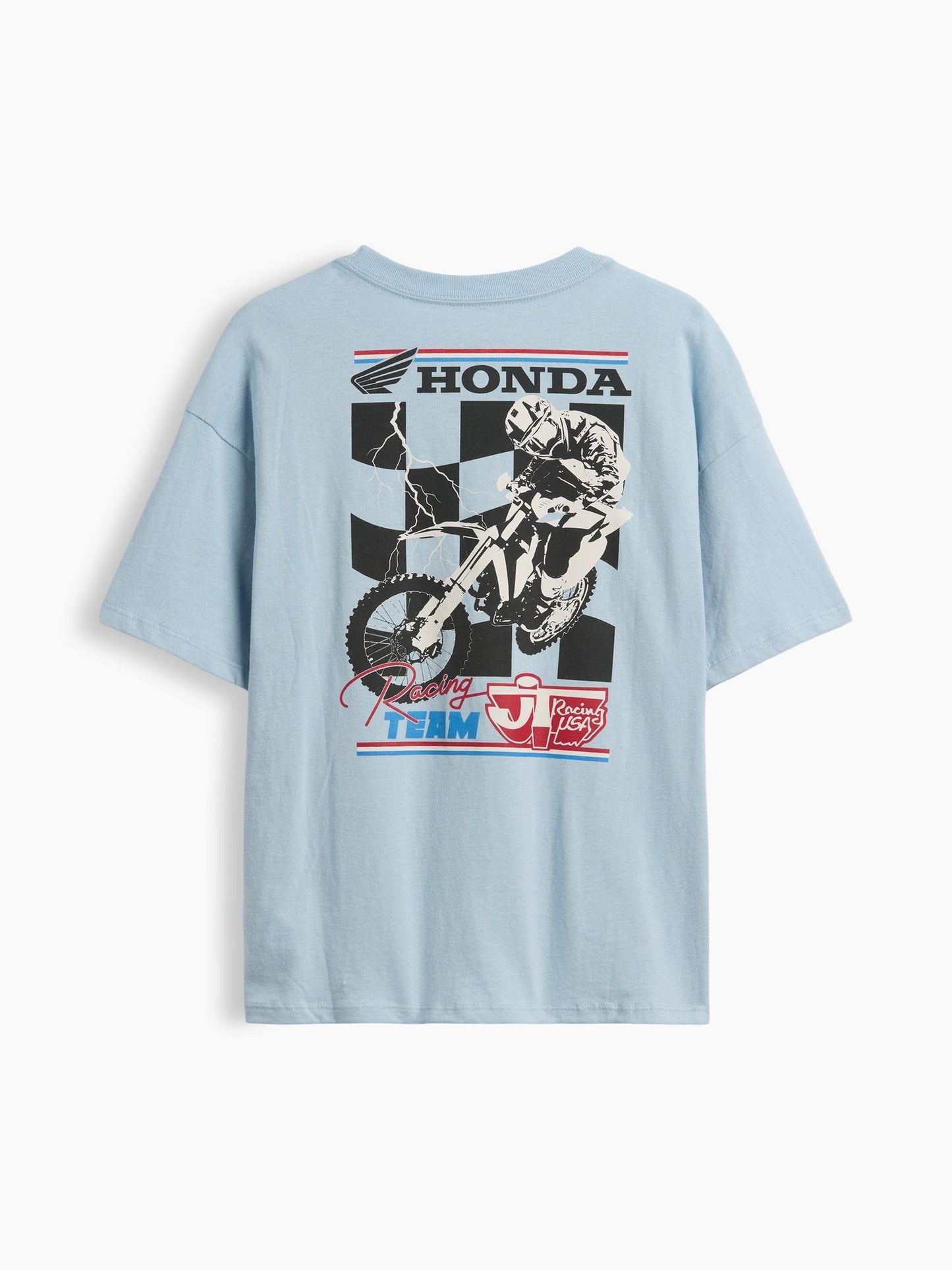 Açık Mavi Formula 1 Oversized Grafik Baskılı T-shirt