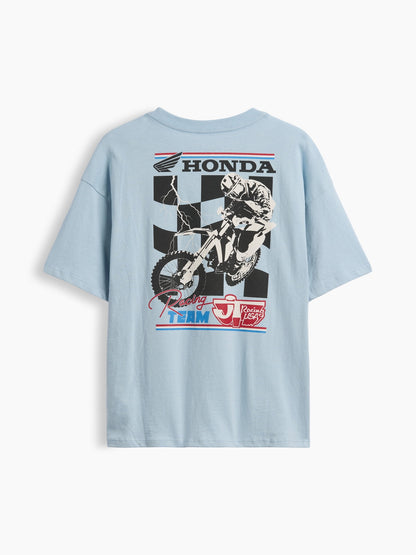 Açık Mavi Formula 1 Oversized Grafik Baskılı T-shirt