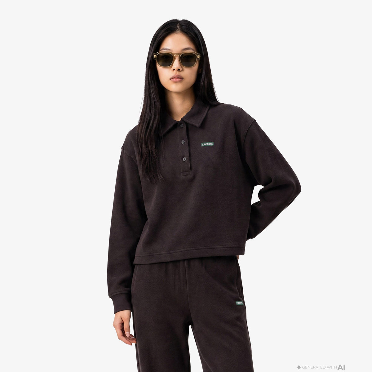Lacoste Oversize Fit Kadın Kahverengi Sweatshirt