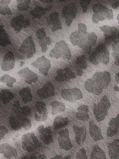 Gri Low Rise Stride Leopar Wide-leg Jean Pantolon
