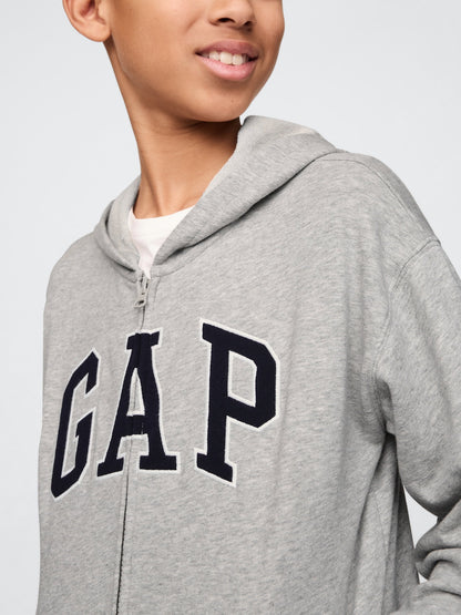 Gri Gap Logo Relaxed Fermuarlı Sweatshirt