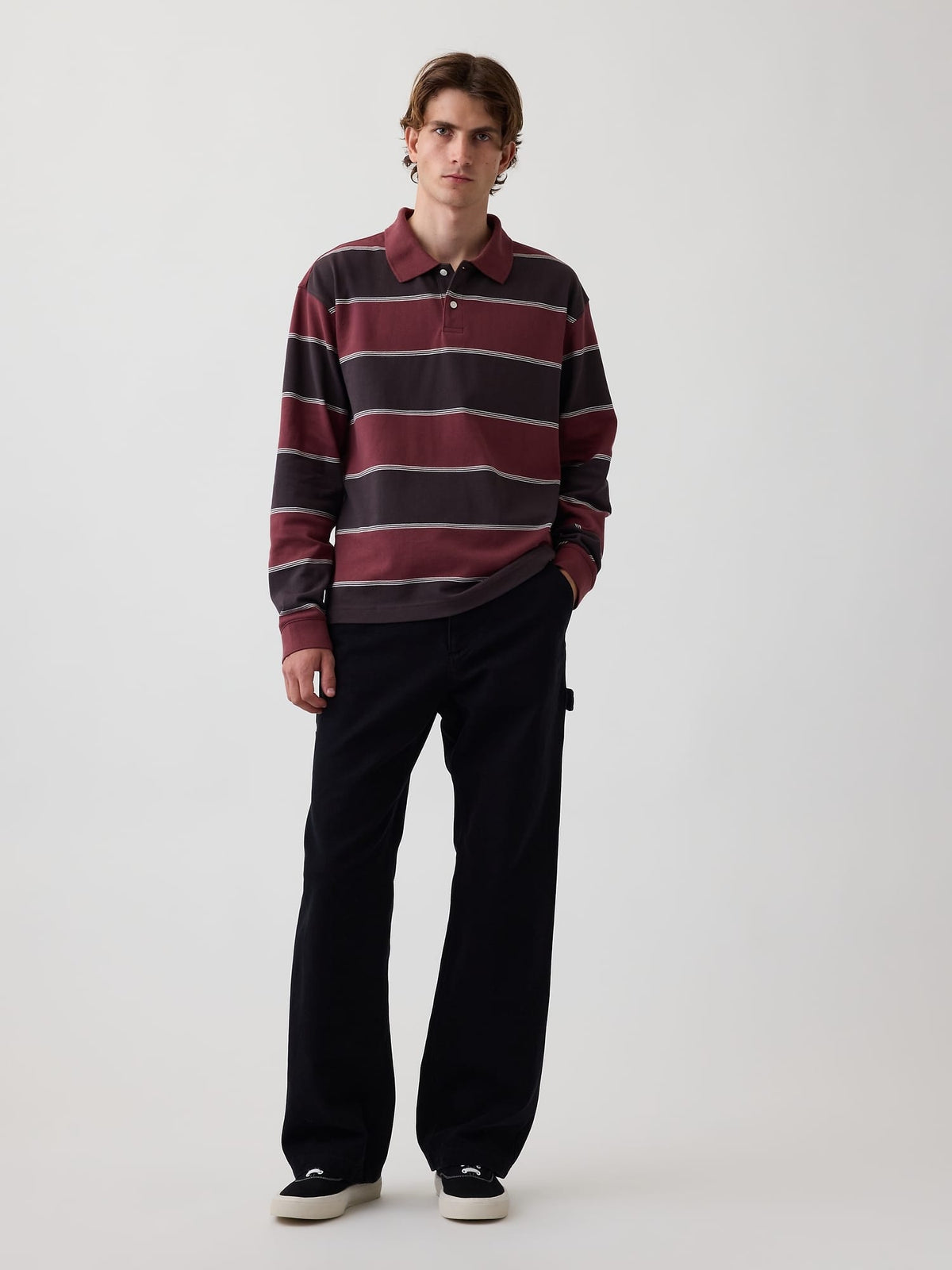 Koyu Kırmızı Oversized Pique Polo T-shirt