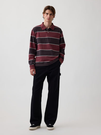 Koyu Kırmızı Oversized Pique Polo T-shirt