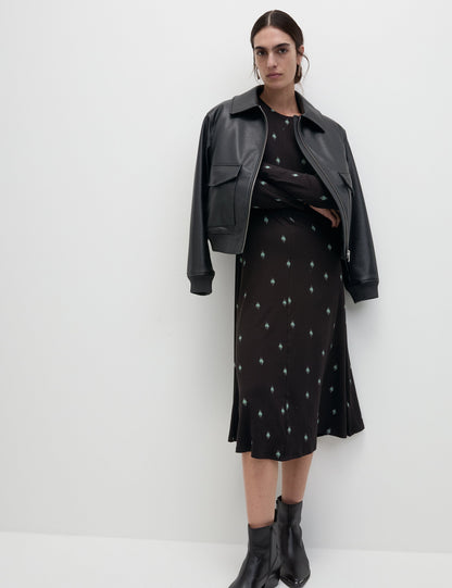 Jersey Desenli Midi Elbise