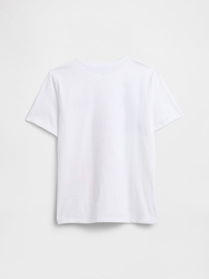Beyaz Grafik Baskılı T-shirt