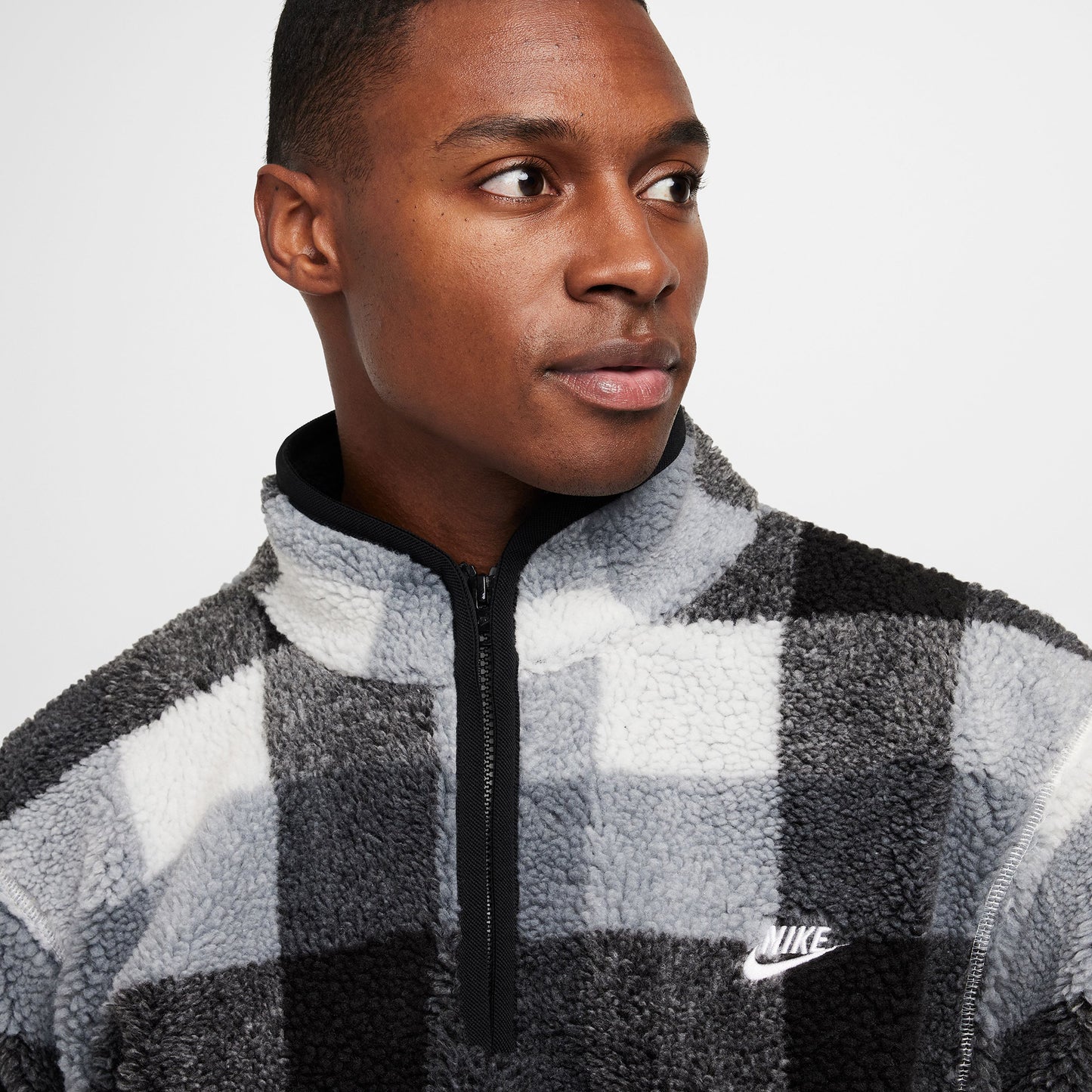 Nike M Nk Club Ssnl Wntrzd Aop Hz Erkek Siyah Sweatshirt