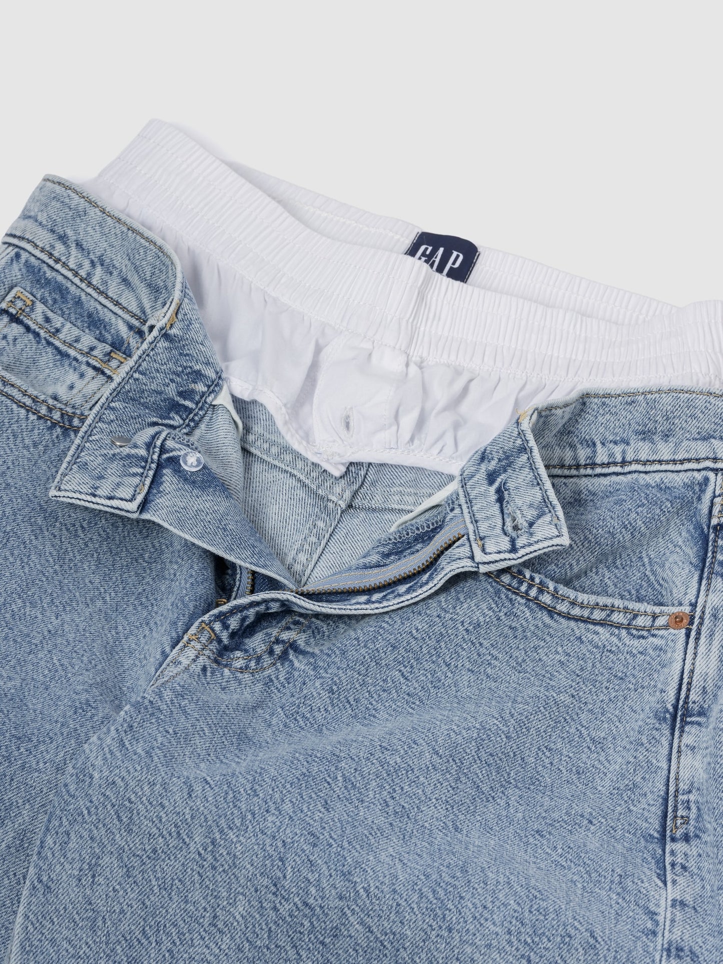 Açık Mavi Mid Rise Ultrasoft Boxer Baggy Jean Pantolon