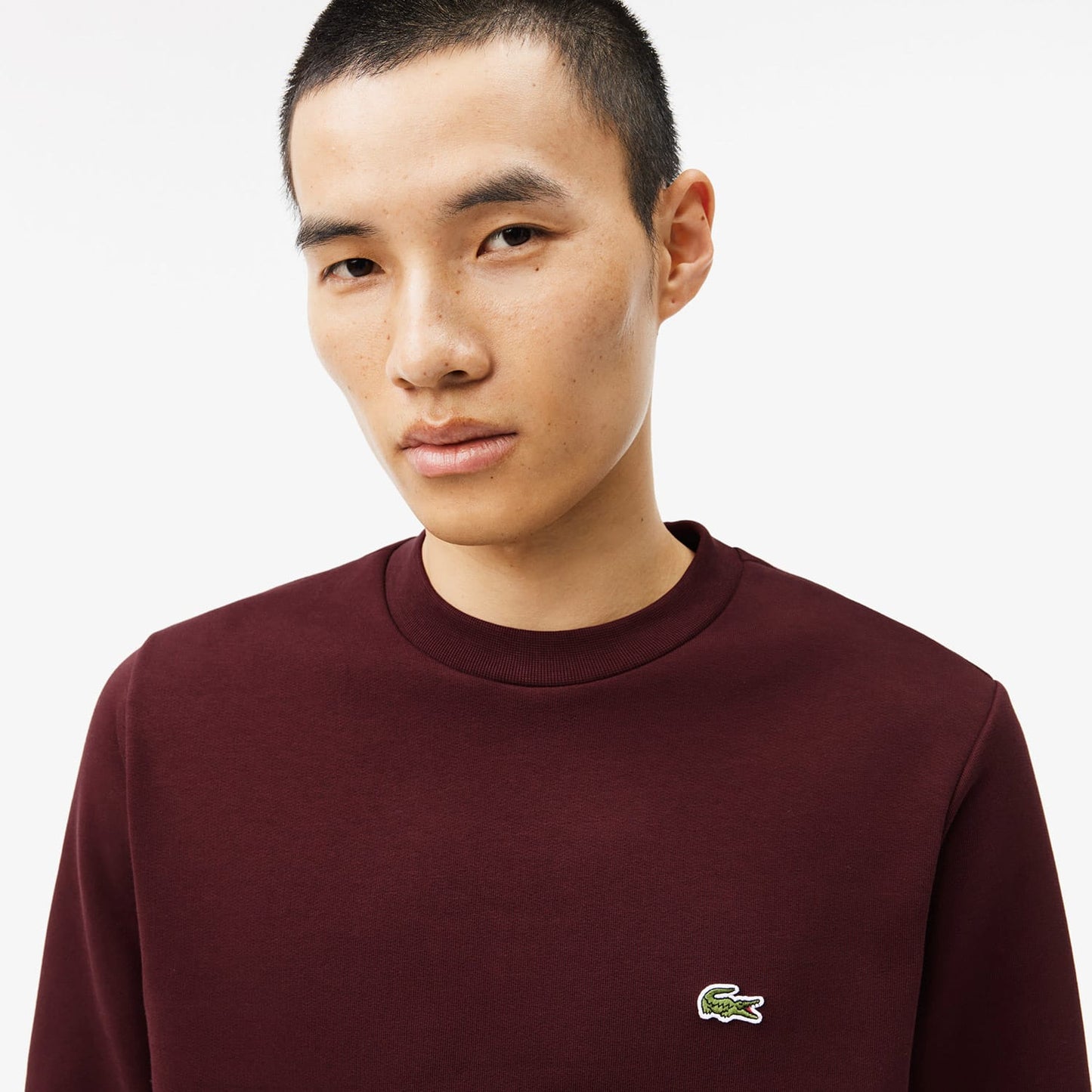 Lacoste Classic Fit Erkek Bisiklet Yaka Bordo Sweatshirt