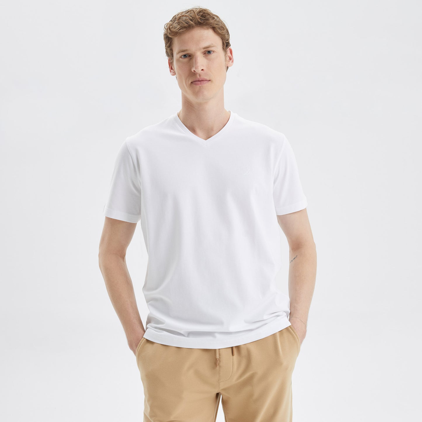 Nautica Erkek Beyaz Standart Fit T-shirt