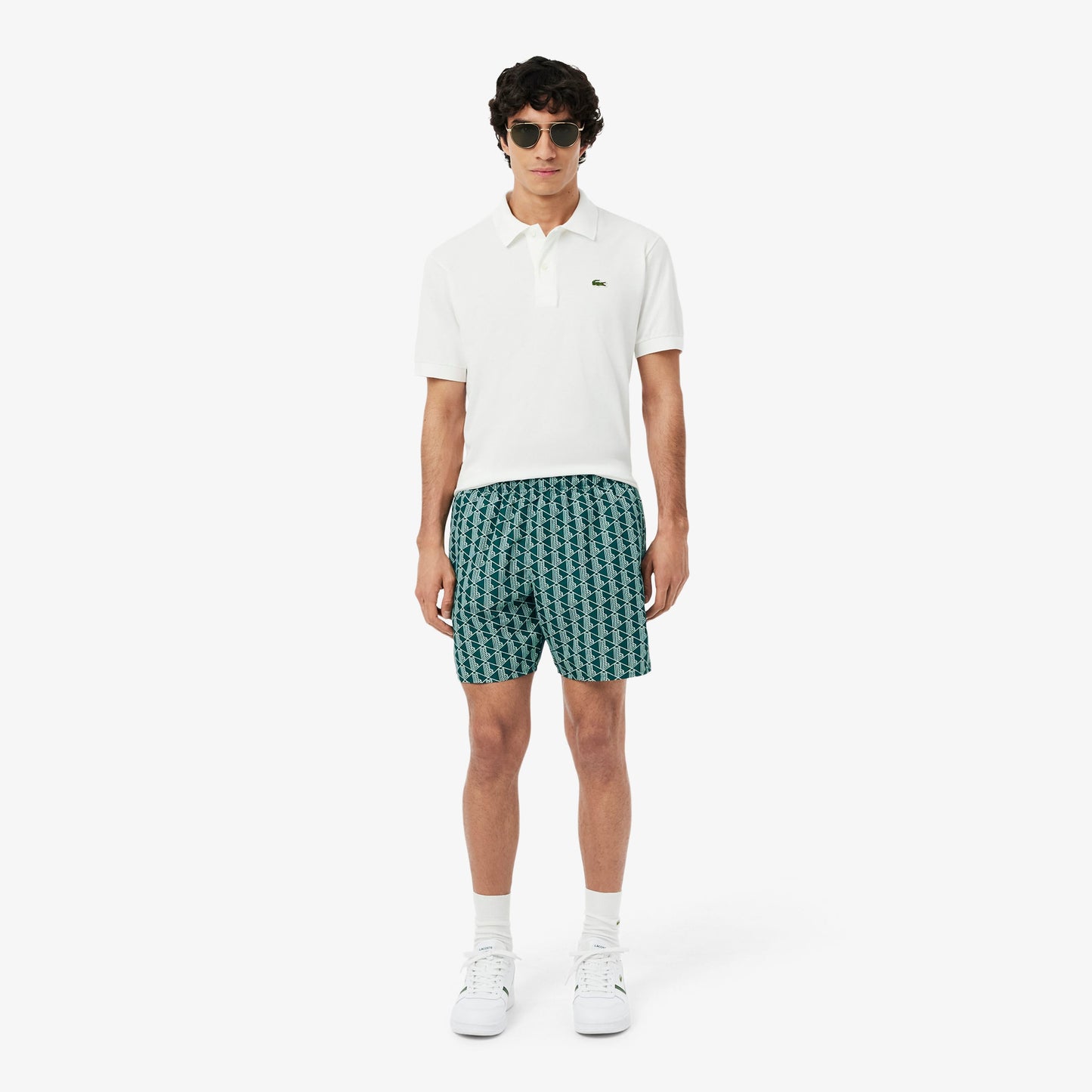 Lacoste Monogram Erkek Yeşil Deniz Şortu