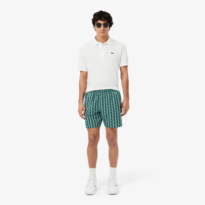 Lacoste Monogram Erkek Yeşil Deniz Şortu