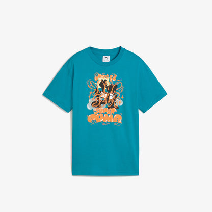 Puma Graphic Super Çocuk Mavi T-shirt