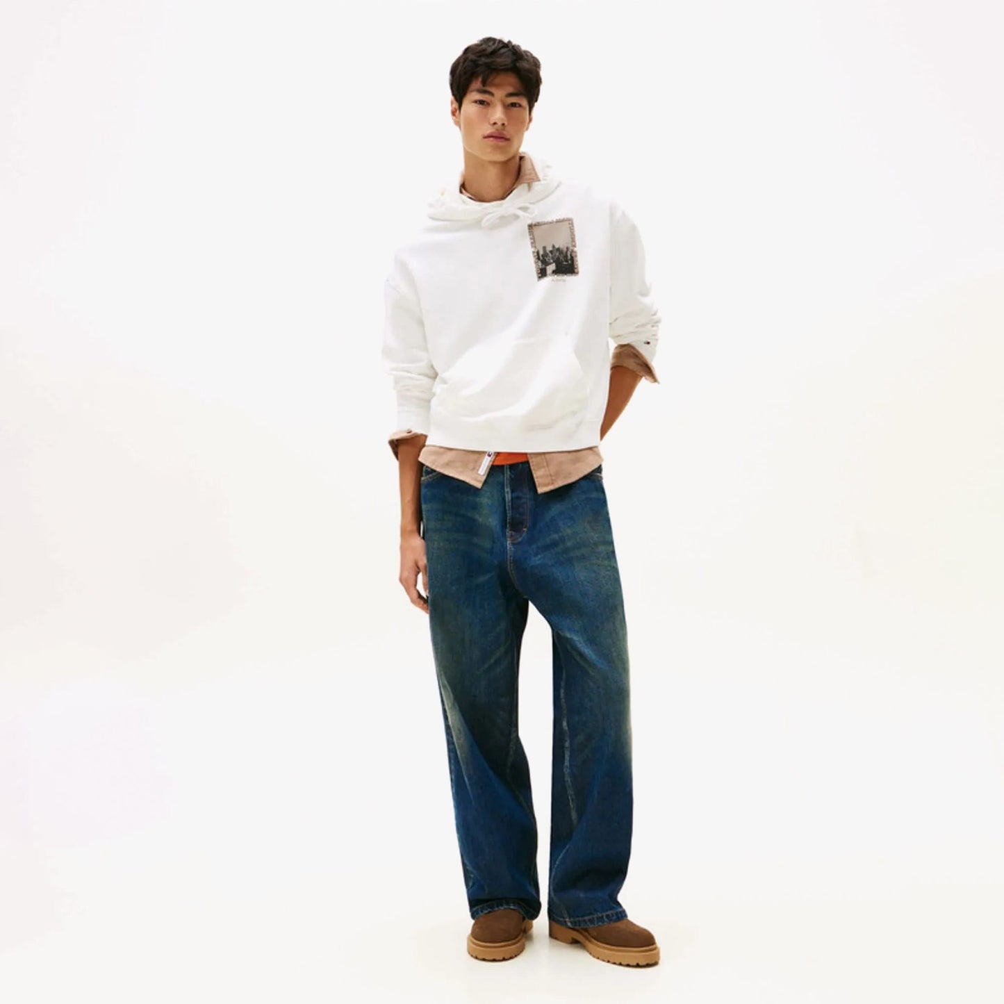 Tommy Hilfiger 90s Washed Photo City Erkek Beyaz Sweatshirt