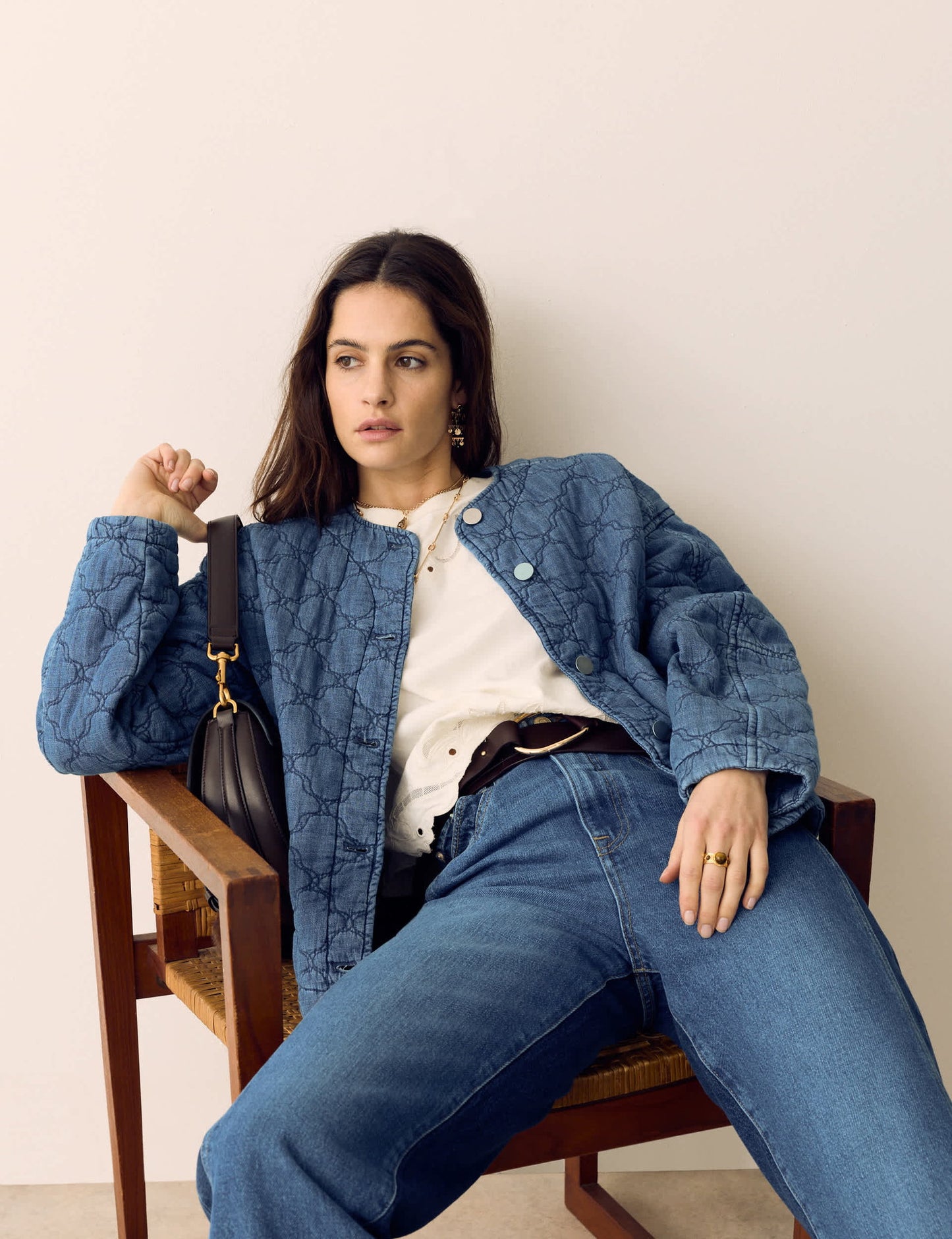 Denim Kapitone Bomber Ceket