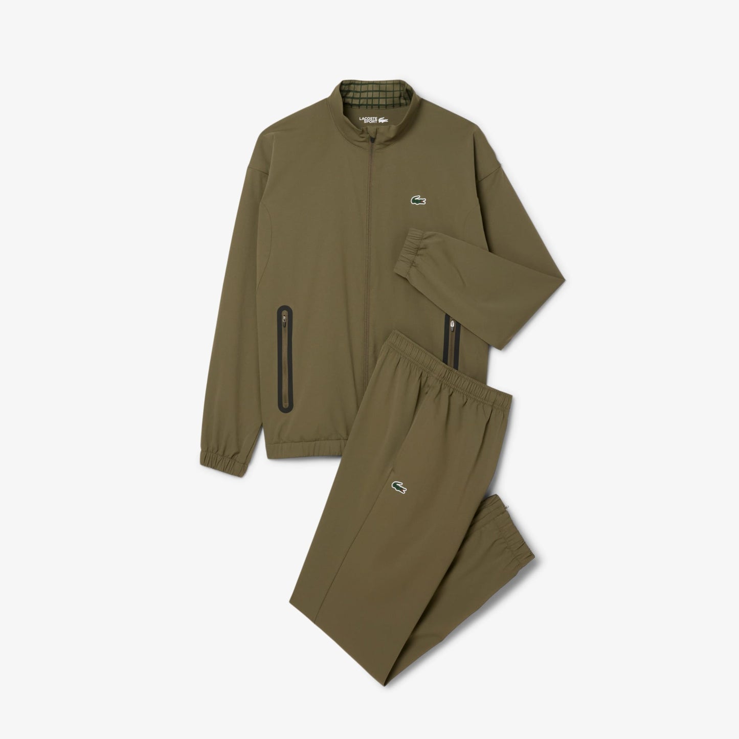 Lacoste Erkek Regular Fit Fermuarlı Baskılı Haki Eşofman Takımı