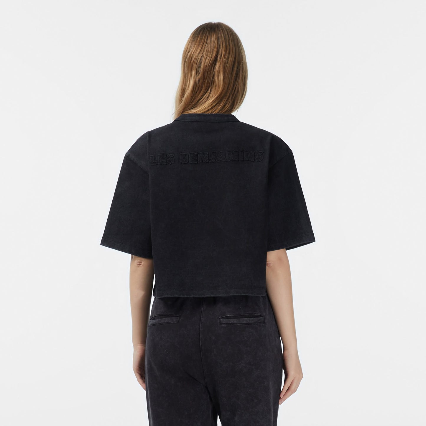 Les Benjamins Crop Oversize Fit Kadın Siyah T-shirt