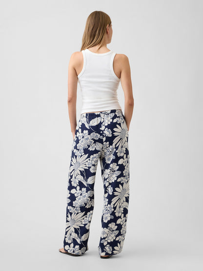 Lacivert Mid Rise Pull-on Wide-leg Pantolon